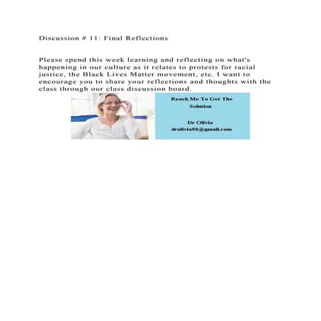 Discussion # 11 Final ReflectionsPlease spend this week learn.docx