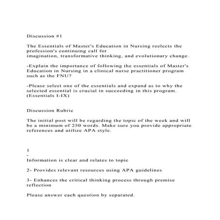 Essentials of Master Education in Nursing Paper FNU.docx