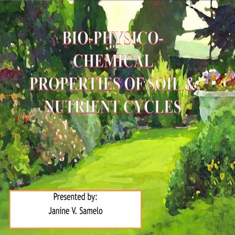 Bio-Physico- Chemical Properties of Soil