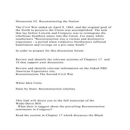 Discussion #2 Reconstructing the NationThe Civil War ended .docx