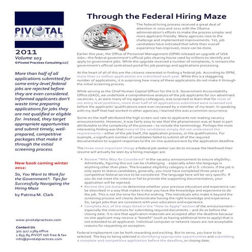 Three Tips for Successfully Navigating the Federal Hiring Maze