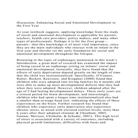 Discussion Enhancing Social and Emotional Development in the Fi | PDF