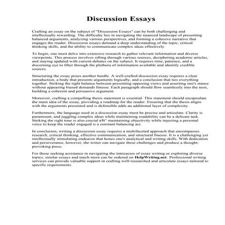 Discussion Essays. Northeast Iowa Community College