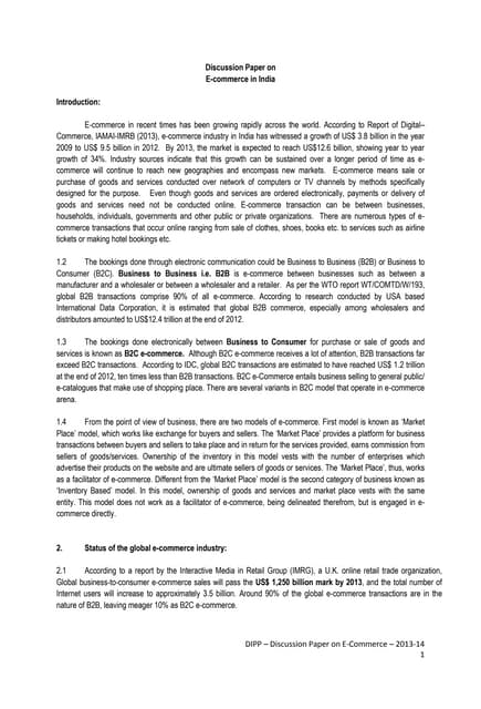 Discussion paper ecommerce on ecommerce
