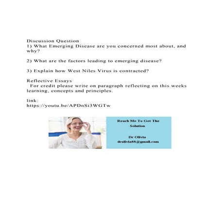 Discussion Question 1) What Emerging Disease are you concern | DOCX