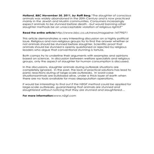 Discussions on religious slaughter