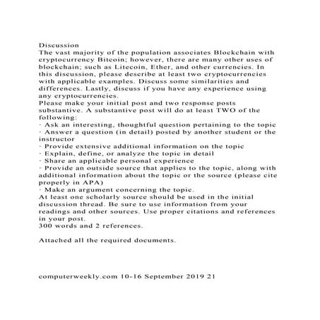 DiscussionThe vast majority of the population associates Blockch.docx
