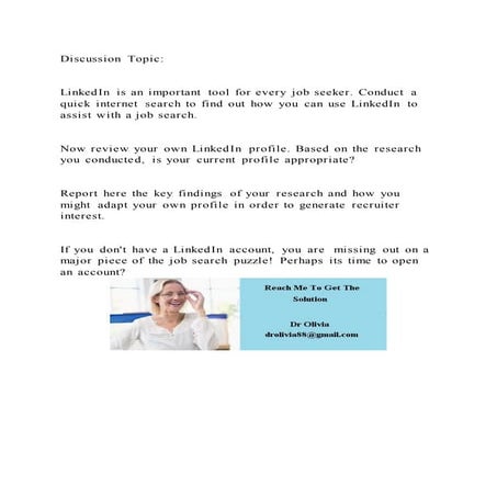 Discussion TopicLinkedIn is an important tool for every job s | DOCX