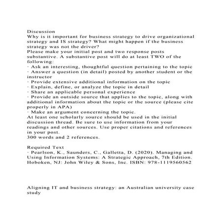 DiscussionWhy is it important for business strategy to drive org.docx