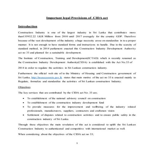 Discuss on cida act provision