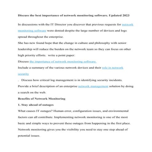 Discuss the best importance of network monitoring software doc 2.docx