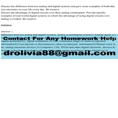 Discuss the difference between analog and digital systems and give s.pdf