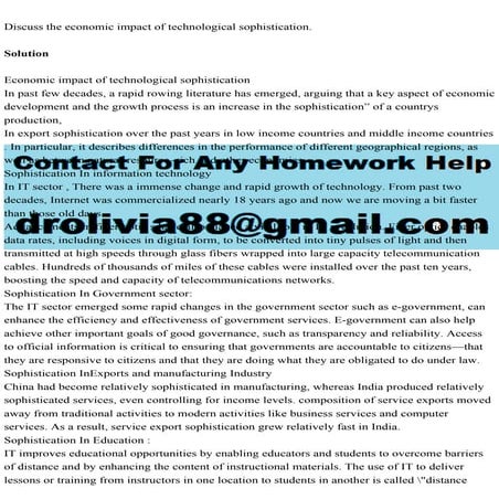 Discuss the economic impact of technological sophistication.Solu.pdf