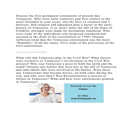 Discuss the first permanent settlements of present day Tennessee. Wh.docx