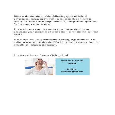 Discuss the functions of the following types of federal government.docx