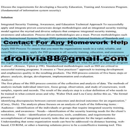 Discuss the requirements for developing a Security Education, Tranin.pdf