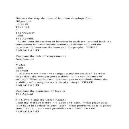 Discuss the way the idea of heroism develops from Gilgamesh th.docx