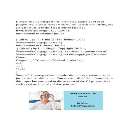 Discuss two CJ perspectives, providing examples of each perspect.docx