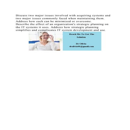 Discuss two major issues involved with acquiring systems and two maj.docx