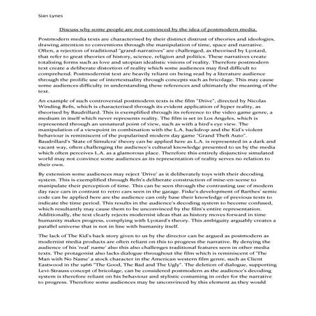 Discuss why some people are not convinced by the idea of postmodern media