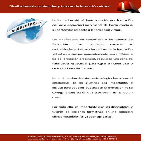 Diseñadores de contenidos y tutores de formación virtual