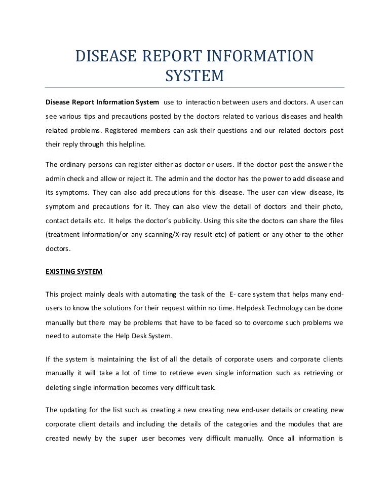 Disease report information system