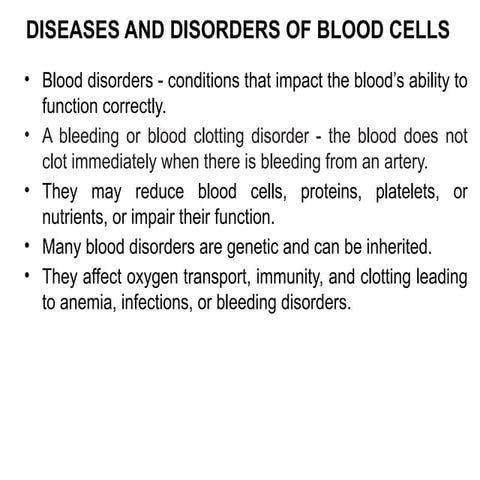Comprehensive Overview of Blood Disorders: Anemia, WBC Disorders ...