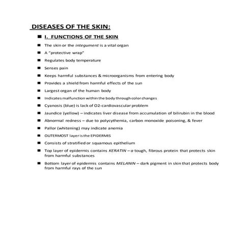 Diseases of the skin presentation 