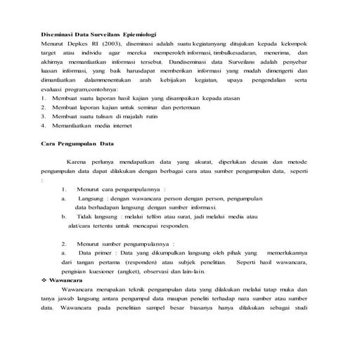 Diseminasi data surveilans epiemiologi
