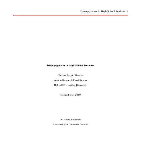 Disengagement in high school students 11 4