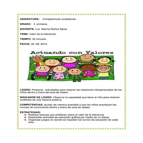 Diseño de una clase (1)Para 3 primaria cciudadana