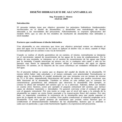 Diseno hidraulico  de alcantarillas