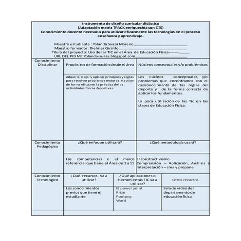 Diseño curricular yolanda suaza