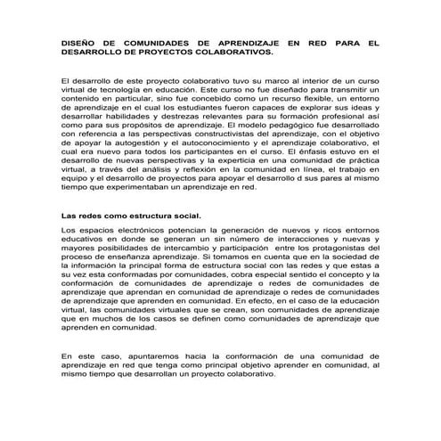 Diseño de comunidades de aprendizaje 