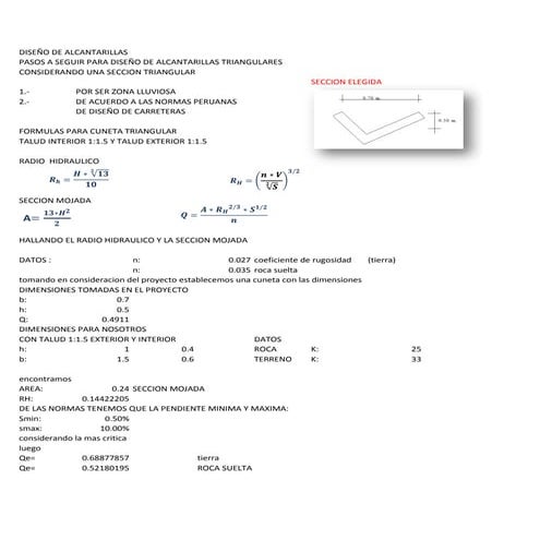 Diseño de cunetas y alcantarillas