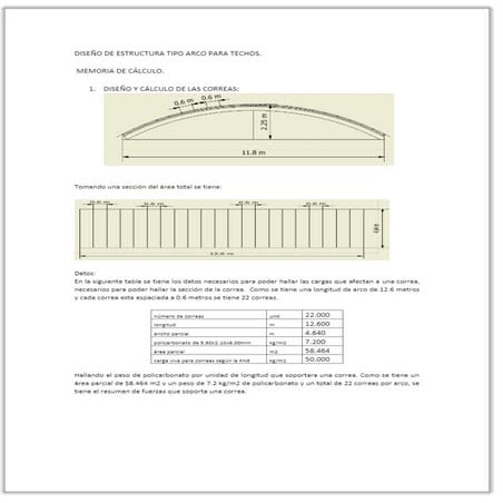 DISEÑO DE ESTRUCTURA TIPO ARCO PARA TECHOS. MEMORIA DE CÁLCULO. 1