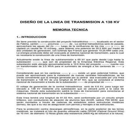Diseño de la linea de transmision a 138 kv