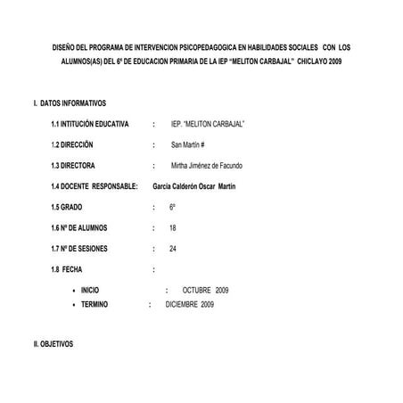 Diseño del programa de intervencion psicopedagogica