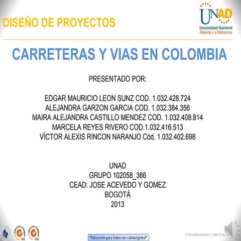 Diseño de proyectos UNAD Evaluación Final 2013-2