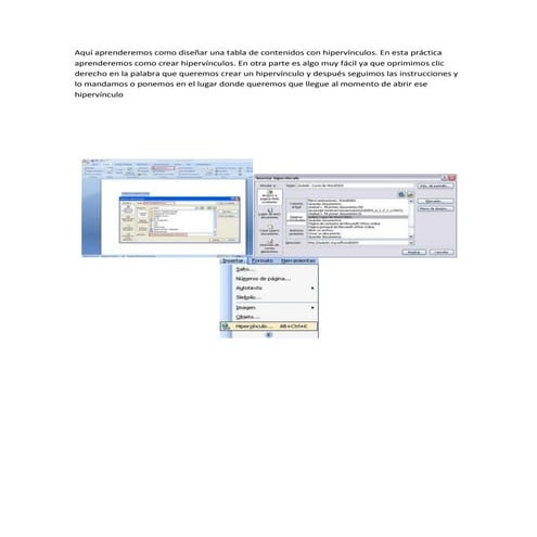 Diseño de tabla de contenidos con hipervinculos en word
