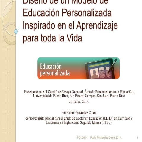 Diseño de un modelo de educación personalizada para toda la vida