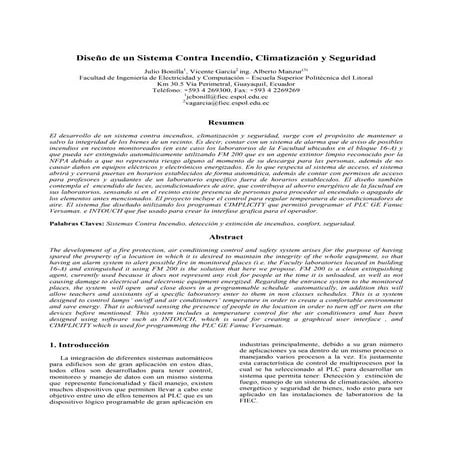 Diseño de un sistema contra incendio, climatización y seguridad