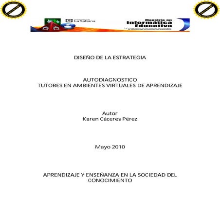 Diseño estrategia para el autodiagnostico de tava