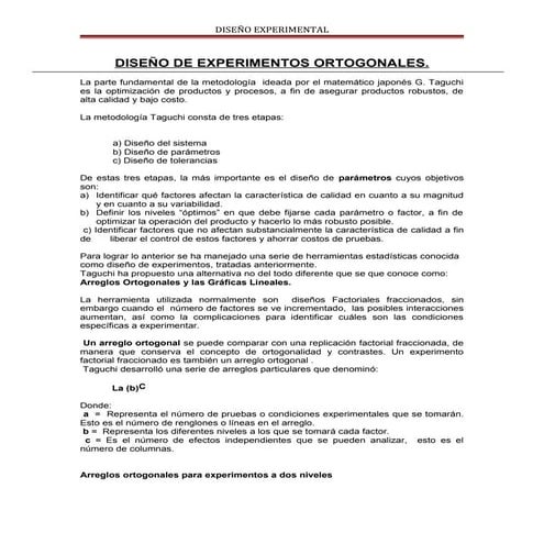 Diseño experimental ortogonal pdf