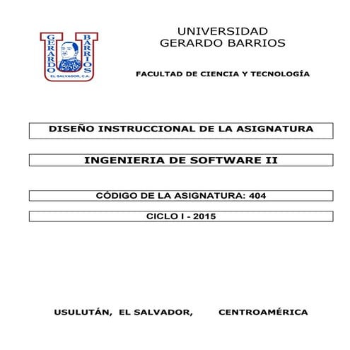 Diseño instruccional y jornalizacion de ingenieria de software ii, i 2015