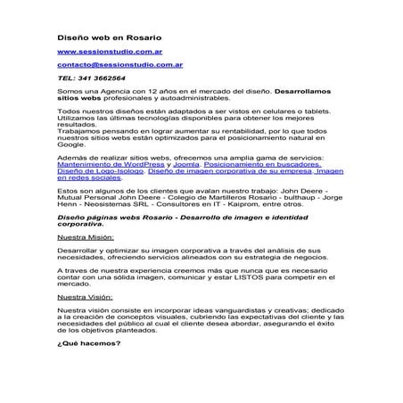 Diseño web en Rosario, Santa Fe, Argentina. Sessionstudio