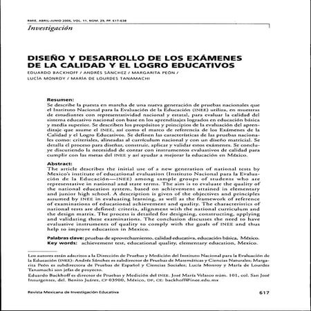 Diseño y desarrollo de los exámenes  para calidad y logro educativos