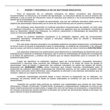 Diseño y desarrollo de un software educativo