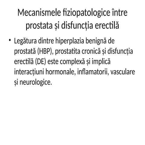 Mecanismele fiziopatologice între prostata și disfuncția erectilă