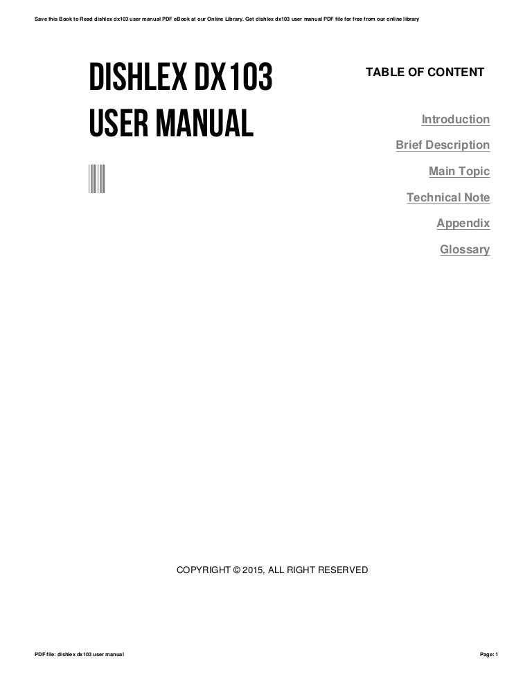 Dishlex dx103 user manual